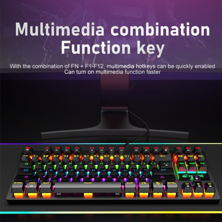 ZIYOULANG K2 87 Keys Office Laptop Punk Glowing Mechanical Wired Keyboard, Cable Length: 1.5m, Color: Blue