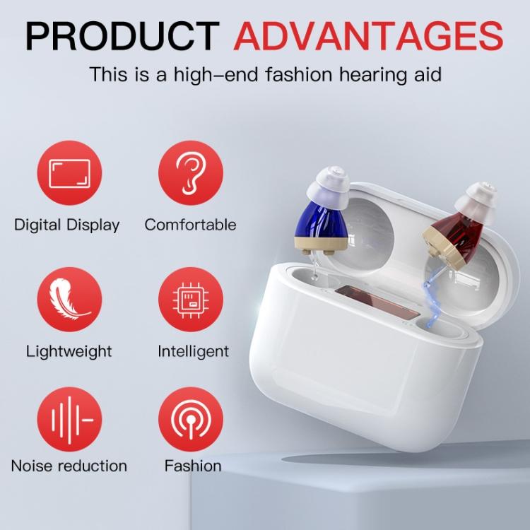 GM-912 Digital Hearing Aid Sound Amplifier With Digital Display Charging Compartment(Red Blue) - free shipping - PMC Jewellery - Order now!