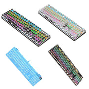 K820 104 Keys Retro Punk Plating Knob Glowing Wired Green Shaft Keyboard, Cable Length: 1.6m, Style: Running Lights (Black)