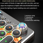 K820 104 Keys Retro Punk Plating Knob Glowing Wired Green Shaft Keyboard, Cable Length: 1.6m, Style: Running Lights (Black)
