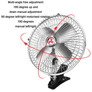 Car Powerful Fixing Clip Cooling High Wind Power Electric Fan, Specification: 10 inch Black 24V