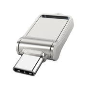 64GB USB 2.0 + Type-C/USB-C High Speed Mini Computer and Phone Dual-purpose Rotary U Disk(Silver)