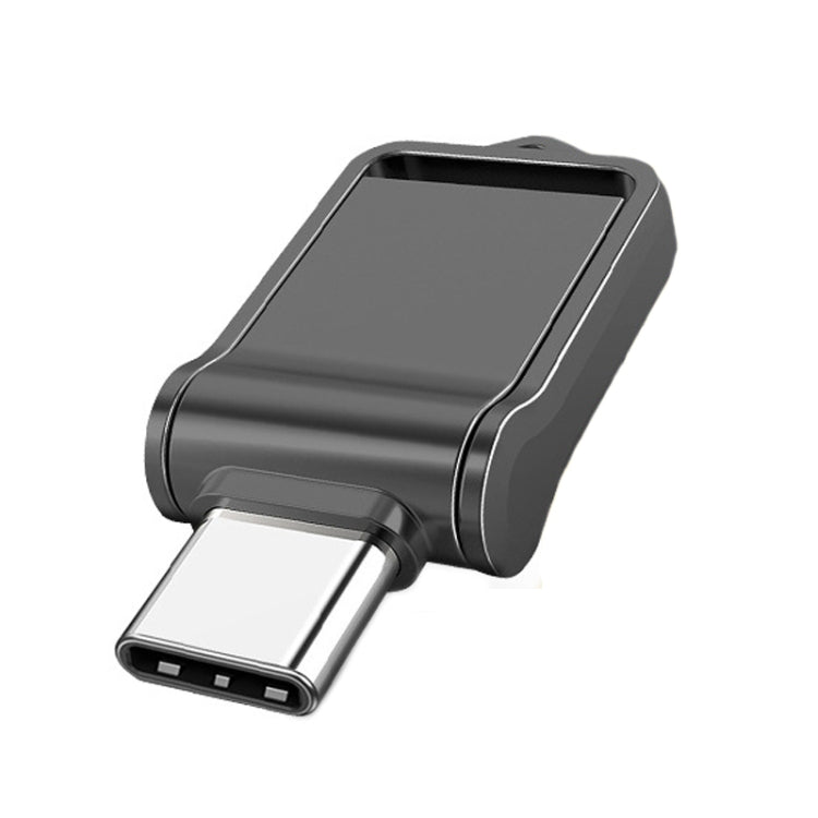 128GB USB 2.0 + Type-C/USB-C High Speed Mini Computer and Phone Dual-purpose Rotary U Disk(Black) - USB Flash Drives by PMC TechLife | Online Shopping South Africa | PMC TechLife | Buy Now Pay Later Mobicred