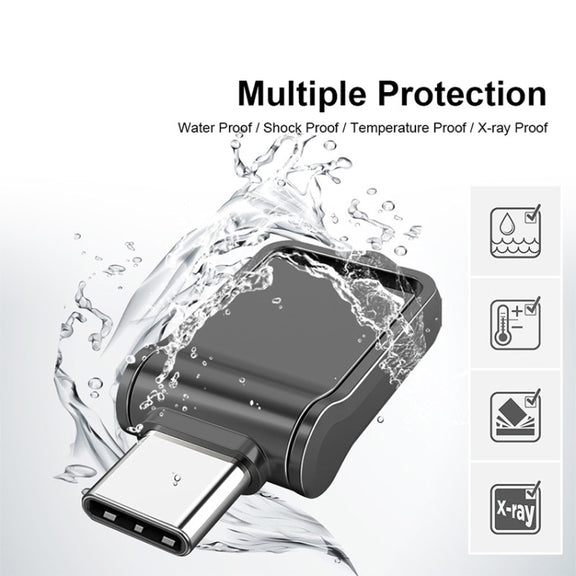 128GB USB 2.0 + Type-C/USB-C High Speed Mini Computer and Phone Dual-purpose Rotary U Disk(Silver)