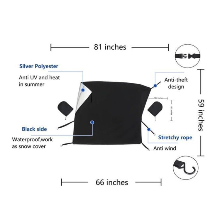 Car Front Window Snow Coated Silver Cloth Anti-freeze Sun Blocker Cover(205x150x167cm) - free shipping - PMC TechLife - Order now!