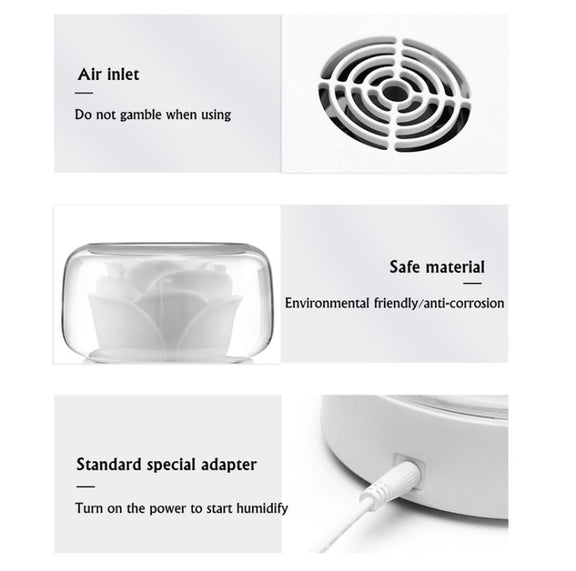400ml Rose Aromatherapy Diffuser Timing Humidifier with Seven-color Light,CN Plug(Gray)