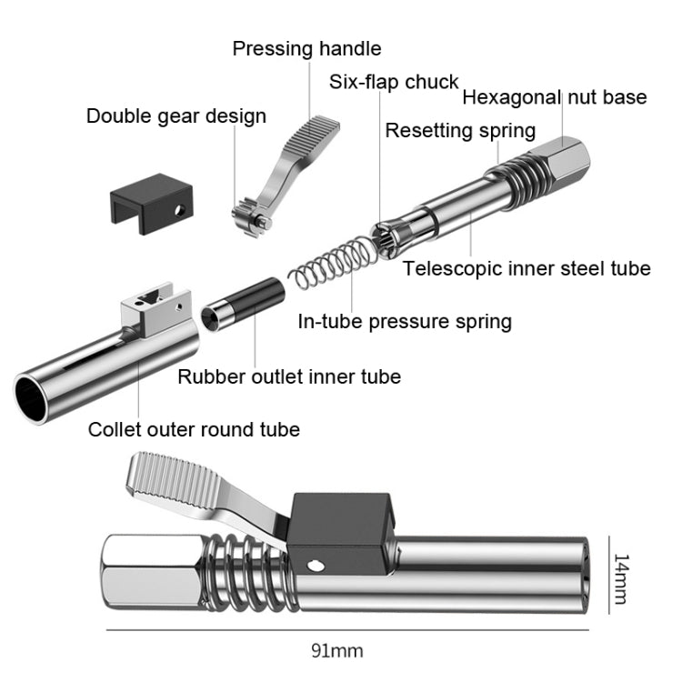 PC002 Lock Clamp Type High Pressure Grease Nozzle, Style: Butter Mouth+10 90 Degrees Heads