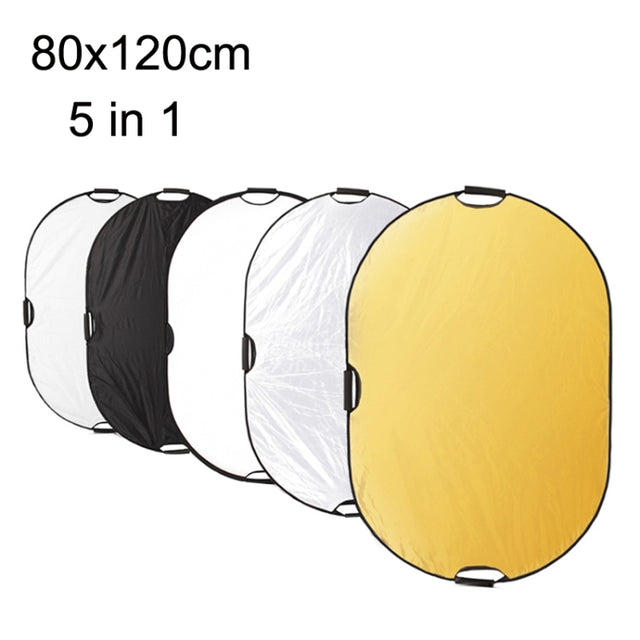 Selens  5 In 1 (Gold / Silver  / White / Black / Soft Light) Folding Reflector Board, Size: 80x120cm