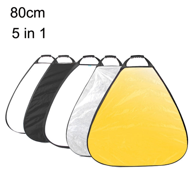 Selens  5 In 1 (Gold / Silver  / White / Black / Soft Light) Folding Reflector Board, Size: 80cm Triangle