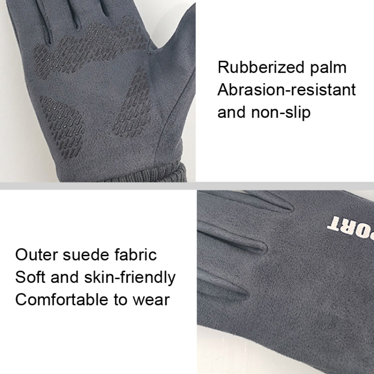 Q35 Suede Men Warm Gloves Touch Screen Sports Cycling Gloves, Size: One Size(Dark Blue) - Cycling Gloves by PMC TechLife | Online Shopping South Africa | PMC TechLife | Buy Now Pay Later Mobicred