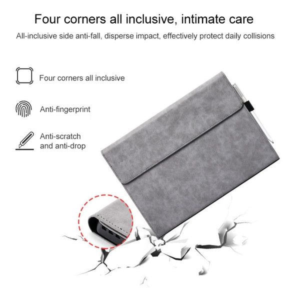 For Microsoft Surface Pro 8 Tablet Protective Case Holder(South African Sheepskin Black Case)