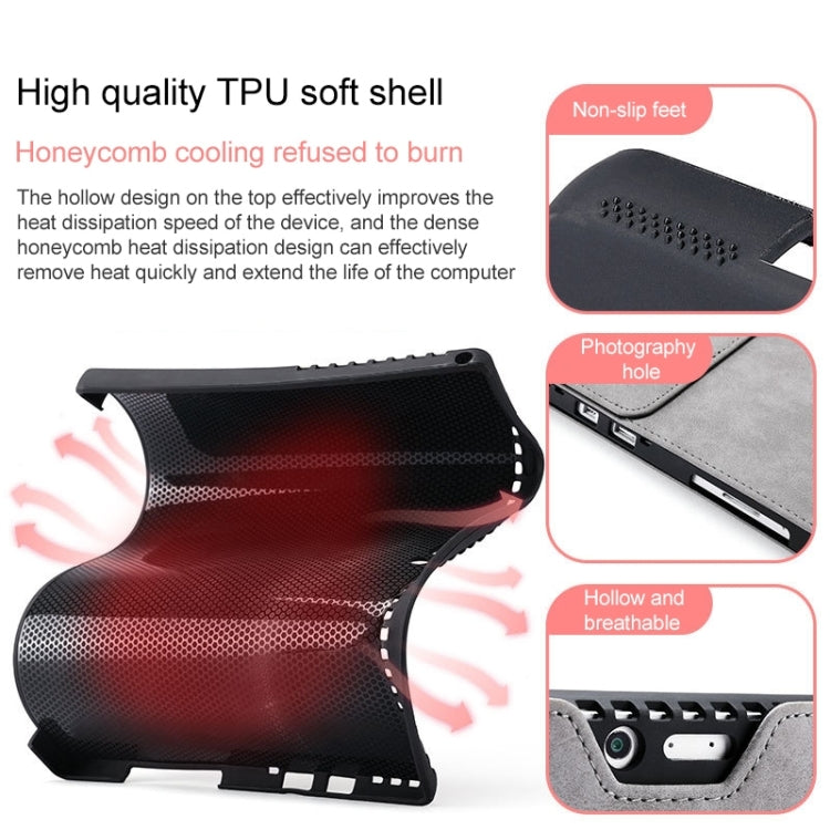 For Microsoft Surface Pro 8 Tablet Protective Case Holder(Microfiber Lambskin Texture Gray Case + Power Supply Bag)