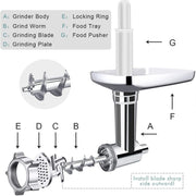For KitchenAid Porking Enemy Accessories Dough Maker Grinder Meat Universal Set, Color: Silver Gray