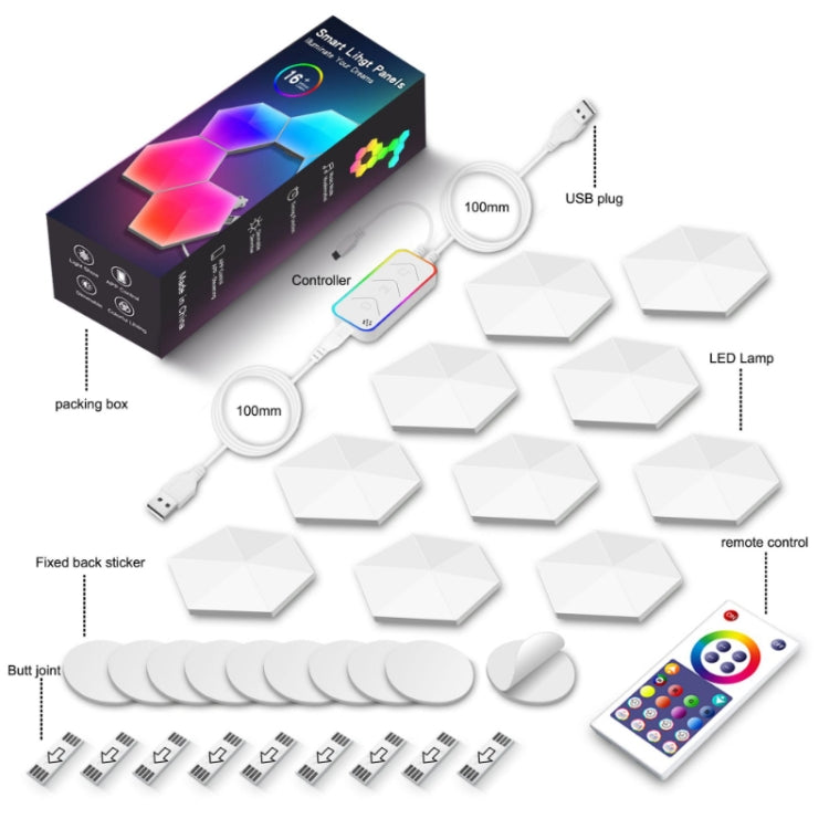 Gaming Ambient Light Smart Chiclet Backdrop Quantum Wall Light, Versions: Bluetooth(10 PCS/Set)