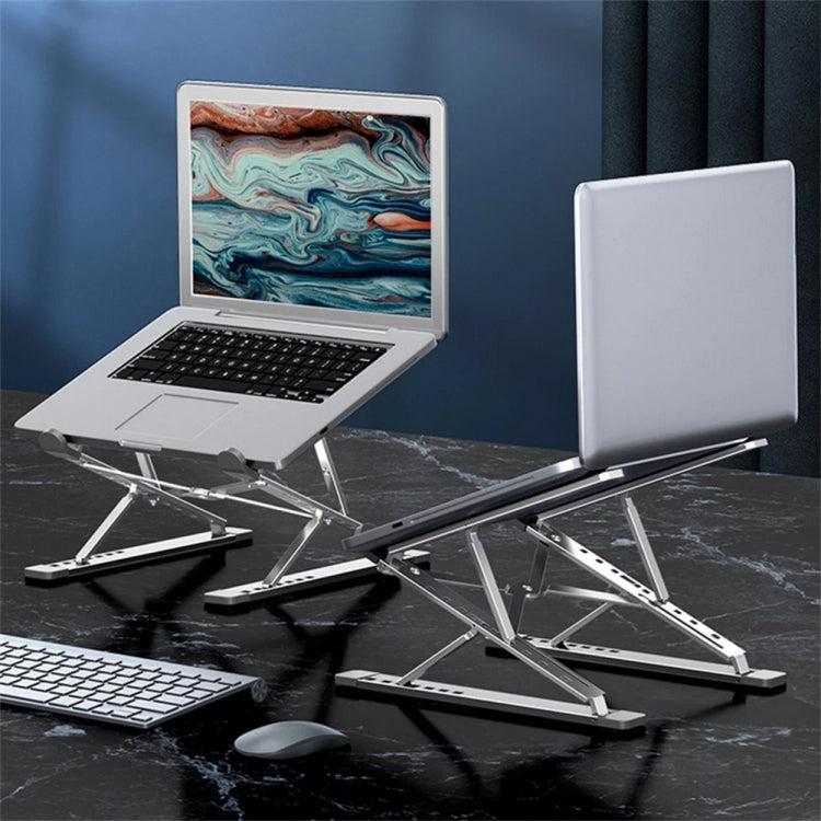 N8 Double-layer Foldable Lifting Aluminum Alloy Laptop Heat Dissipation Stand, Color: Oxidized Silver - free shipping - PMC Jewellery - Order now!