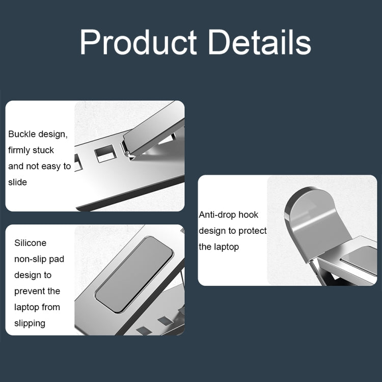 N8 Double-layer Foldable Lifting Aluminum Alloy Laptop Heat Dissipation Stand, Color: Oxidized Silver - free shipping - PMC Jewellery - Order now!