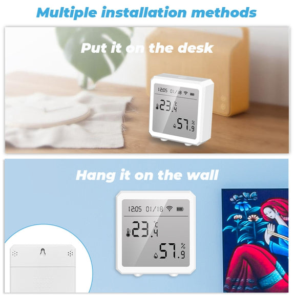 Wifi Temperature And Humidity Meter Sensor Equipment Smart Home Graffiti APP Temperature And Humidity Sensor(Black)