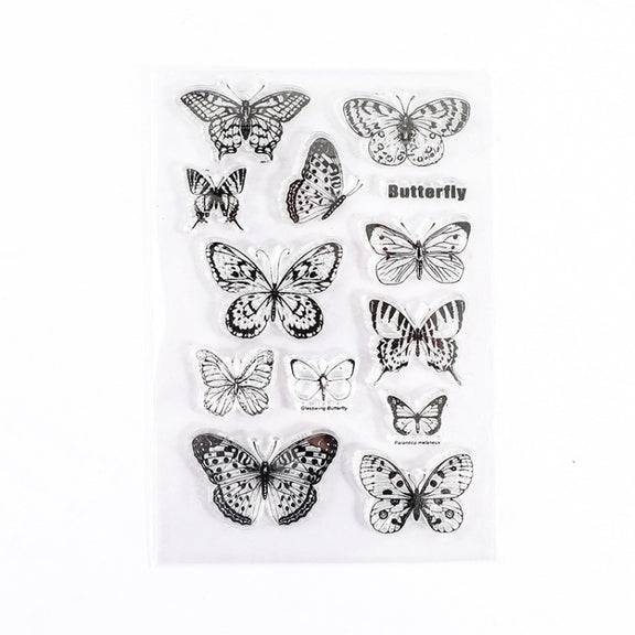 5 PCS Vintage Botanical Arrangement Handbook Clear Silicone Stamp(Butterfly)