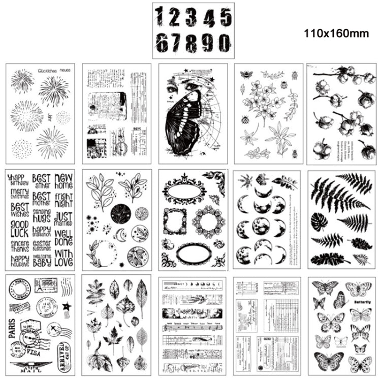 5 PCS Vintage Botanical Arrangement Handbook Clear Silicone Stamp(Falling leaves)