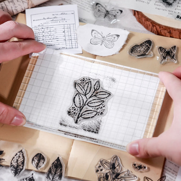 5 PCS Vintage Botanical Arrangement Handbook Clear Silicone Stamp(Fern)