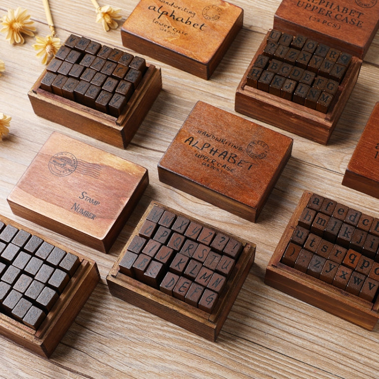 E13 28PCS/Set Vintage Wooden Alphabet and Number Diary Handbook DIY Stamps(Regular Capital) - Handbook Decorative Stickers by PMC TechLife | Online Shopping South Africa | PMC TechLife