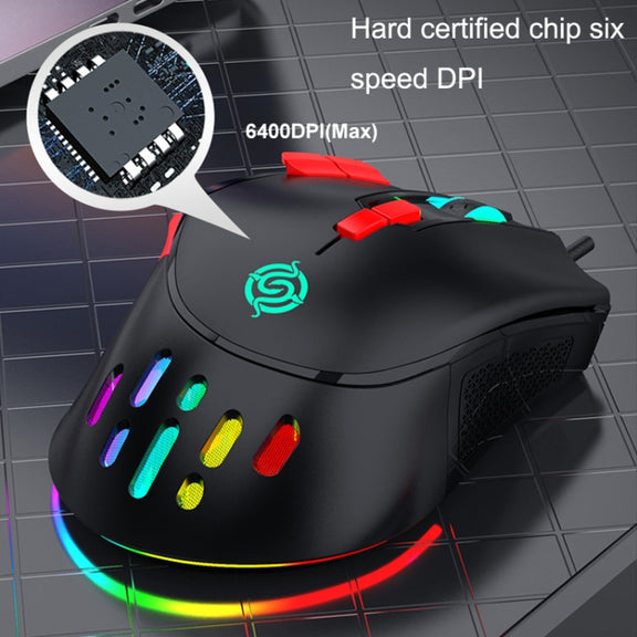 K-Snake Q15 9 Keys RGB Light Effect Wired Mechanical Mouse, Cable Length: 1.5m(Black)