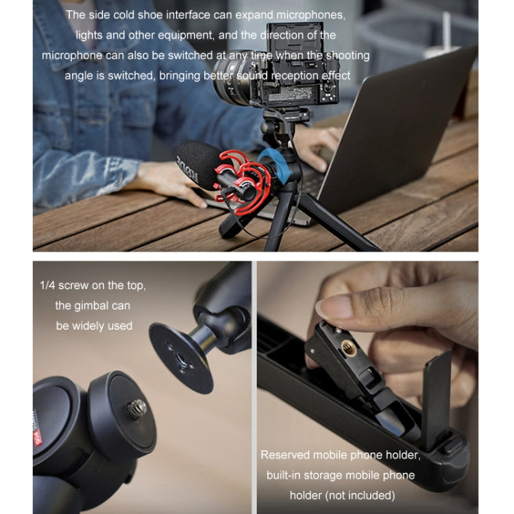PGYTECH Camera Mobile Phone Desktop Pan Tilt Handheld Tripod, Specification: Black