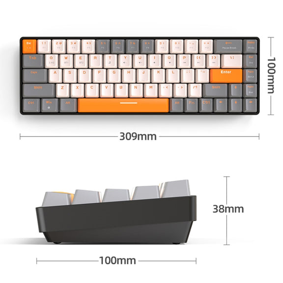 ZIYOU LANG K68 68 Keys Bluetooth Wireless Dual Model Mechanical Keyboard, Style: Green Shaft Version (Gray)