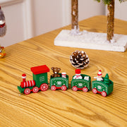 Christmas Decoration Wooden Train Kindergarten Christmas Festival Gift(Green 4 Section)
