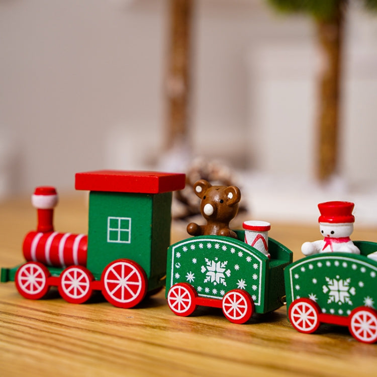 Christmas Decoration Wooden Train Kindergarten Christmas Festival Gift(Green 4 Section) - Ornaments by PMC TechLife | Online Shopping South Africa | PMC TechLife