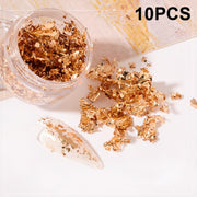 10 PCS K Gold Tin Foil Nail Decoration Nail Polish Adhesive Sticker(05 Champagne Gold)
