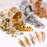 10 PCS K Gold Tin Foil Nail Decoration Nail Polish Adhesive Sticker(04 Light Gold)