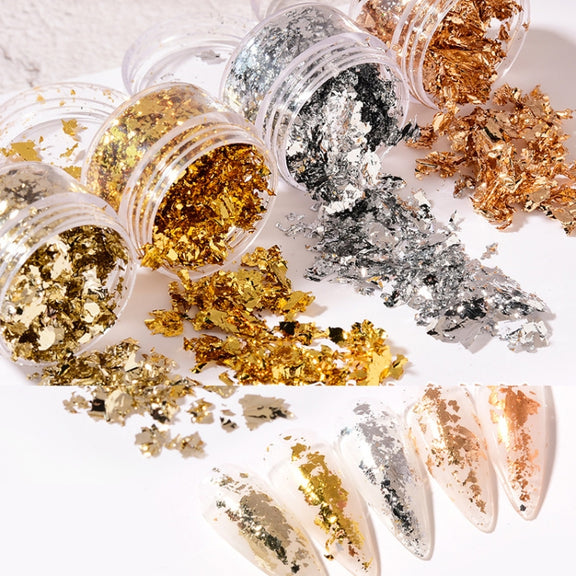 10 PCS K Gold Tin Foil Nail Decoration Nail Polish Adhesive Sticker(04 Light Gold)