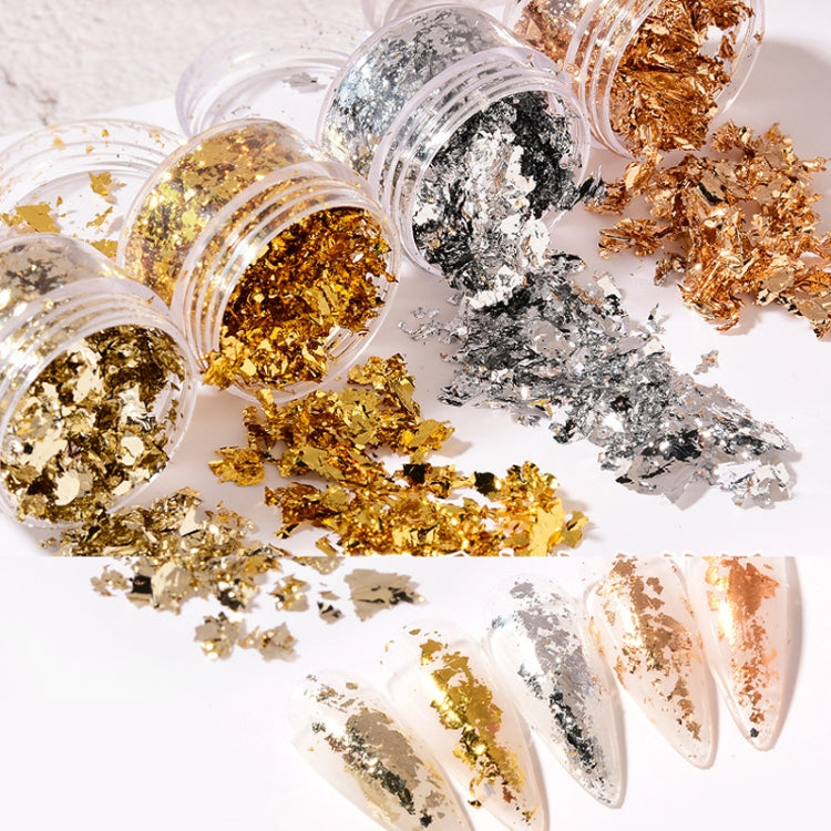 10 PCS K Gold Tin Foil Nail Decoration Nail Polish Adhesive Sticker(04 Light Gold)