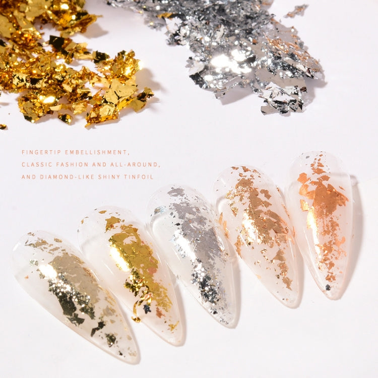10 PCS K Gold Tin Foil Nail Decoration Nail Polish Adhesive Sticker(04 Light Gold)