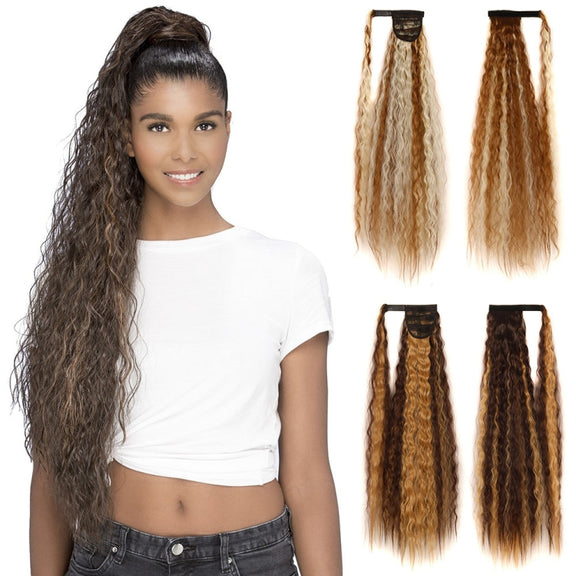 MST8568 Invisible Adhesive Bandage Wigs Corn Perm Long Ponytail Wigs(60)