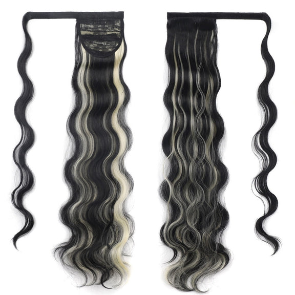 MST08 Adhesive Tie-On Wigs Ponytail Fluffy Long Curly Wigs High-Ponytail(1BH613)