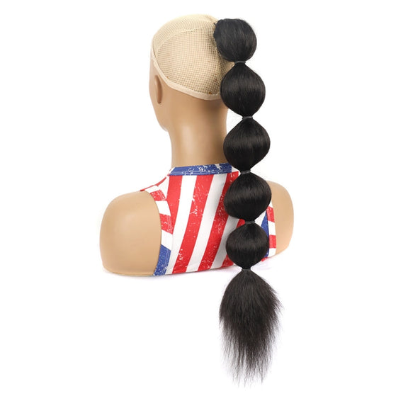 DLMW01 Bubble Shape Shaggy Wig Ponytail Drawstring Long Ponytail Wigs, Spec: 2