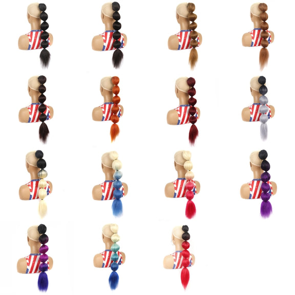 DLMW01 Bubble Shape Shaggy Wig Ponytail Drawstring Long Ponytail Wigs, Spec: 4