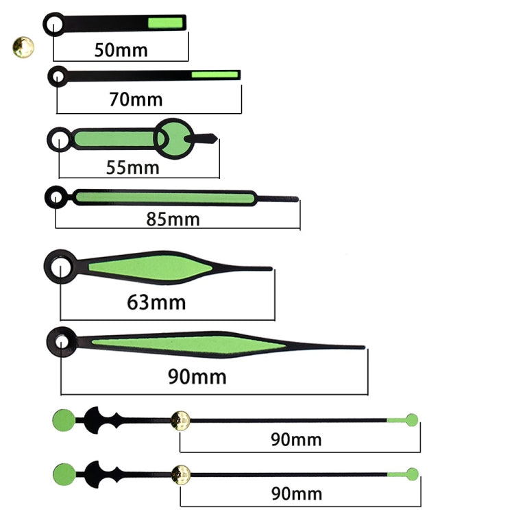 Shaft Length 18.5mm Quartz Clock Silent Movement + Luminous Hands DIY Kit,Spec: Movement+746