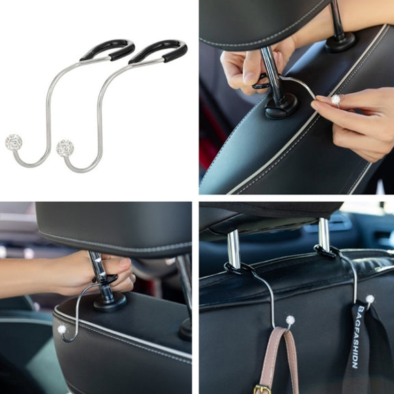 Multifunctional Car Seat Hooks With Diamond Inlay(Purple Red)