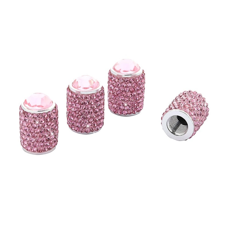 Car Tyre Aluminium Full Diamond Valve Cap With Seal(Pink) - Tire Valve Caps by PMC TechLife | Online Shopping South Africa | PMC TechLife | Buy Now Pay Later Mobicred