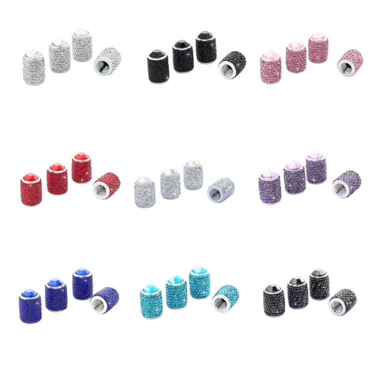 Car Tyre Aluminium Full Diamond Valve Cap With Seal(Purple) - Tire Valve Caps by PMC TechLife | Online Shopping South Africa | PMC TechLife | Buy Now Pay Later Mobicred