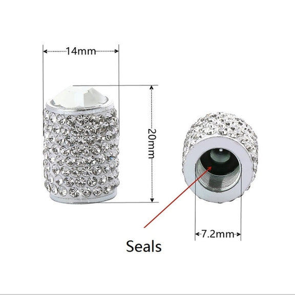 Car Tyre Aluminium Full Diamond Valve Cap With Seal(Red)