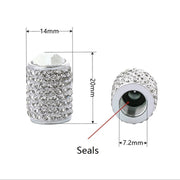 Car Tyre Aluminium Full Diamond Valve Cap With Seal(White)