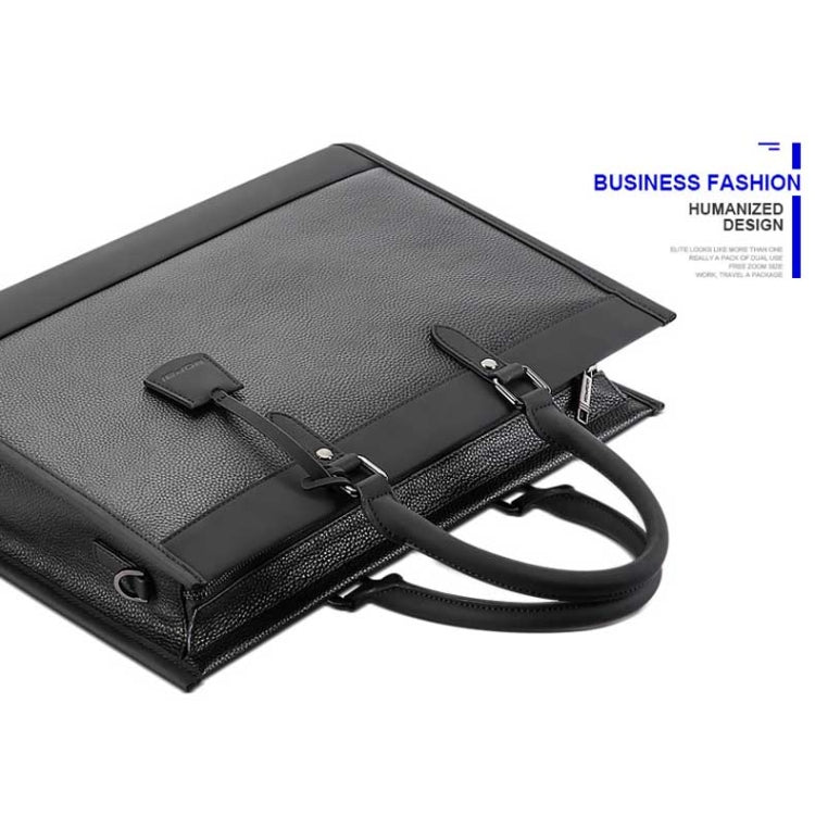 Bopai 11-98811 Leather Business Large-capacity Laptop Handbag Messenger Briefcase(Black) - free shipping - PMC Jewellery - Order now!