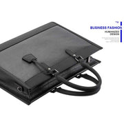 Bopai 11-98811 Leather Business Large-capacity Laptop Handbag Messenger Briefcase(Black)
