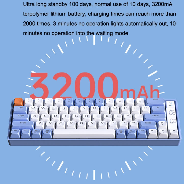 LANGTU GK65 65 Keys Wireless / Bluetooth / Wired Three Model Game Mechanical Keyboard, Cable Length: 1.5m(Milk White) - free shipping - PMC Jewellery - Order now!