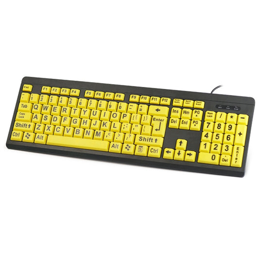 T801 104 Keys Special People Children Old Man Big Letters USB Wired Keyboard, Cable Length: 1.38m(Yellow) - free shipping - PMC Jewellery - Order now!