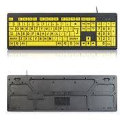 T801 104 Keys Special People Children Old Man Big Letters USB Wired Keyboard, Cable Length: 1.38m(Yellow)